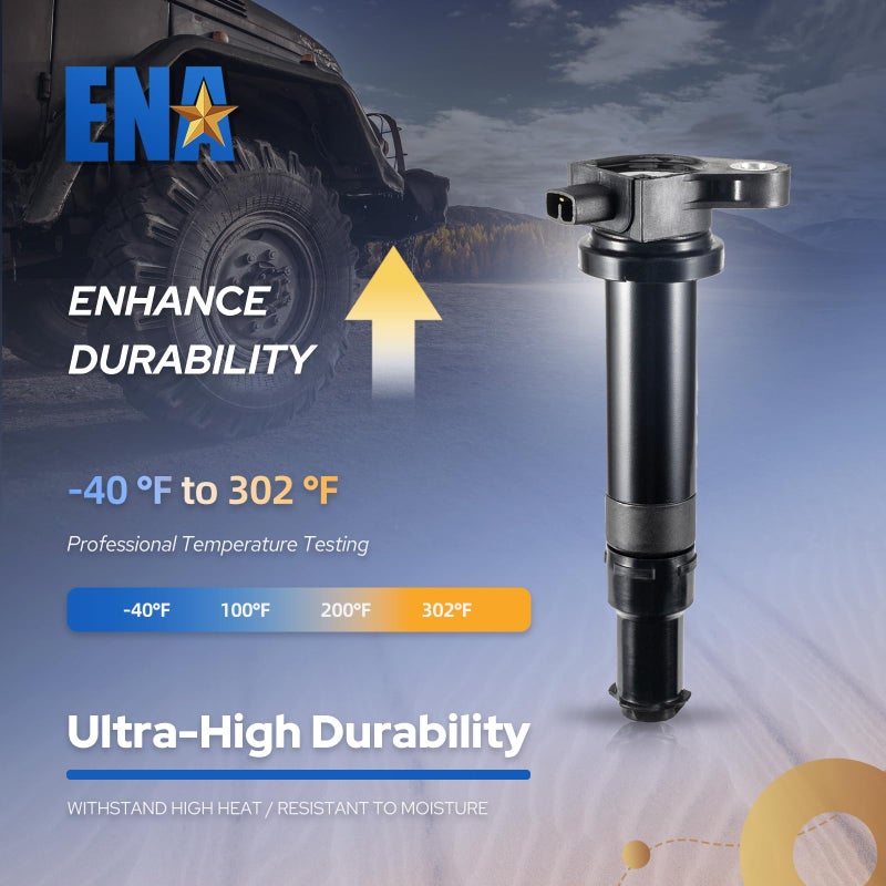 ENA Set of 4 Ignition Coil Pack Compatible with Hyundai Kia Dodge 2006 2007 2008 2009 2010 2011 Accent Rio Rio5 Attitude L4 1.6L Replacement for UF499 C1543 1788290 521841GN10330 273013C000 1AMIC0004 - Image 3